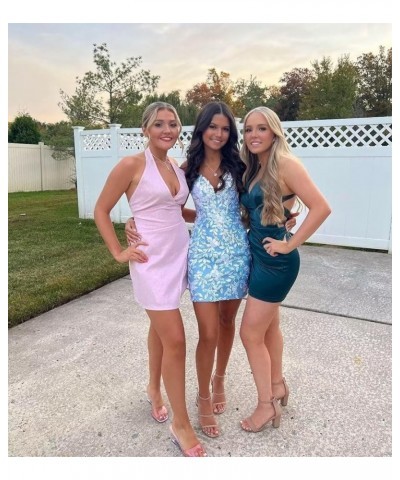 Lace Homecoming Dresses Sequin Short Prom Dresses for Teens Spaghetti Straps Formal Gowns Teal $37.60 Dresses