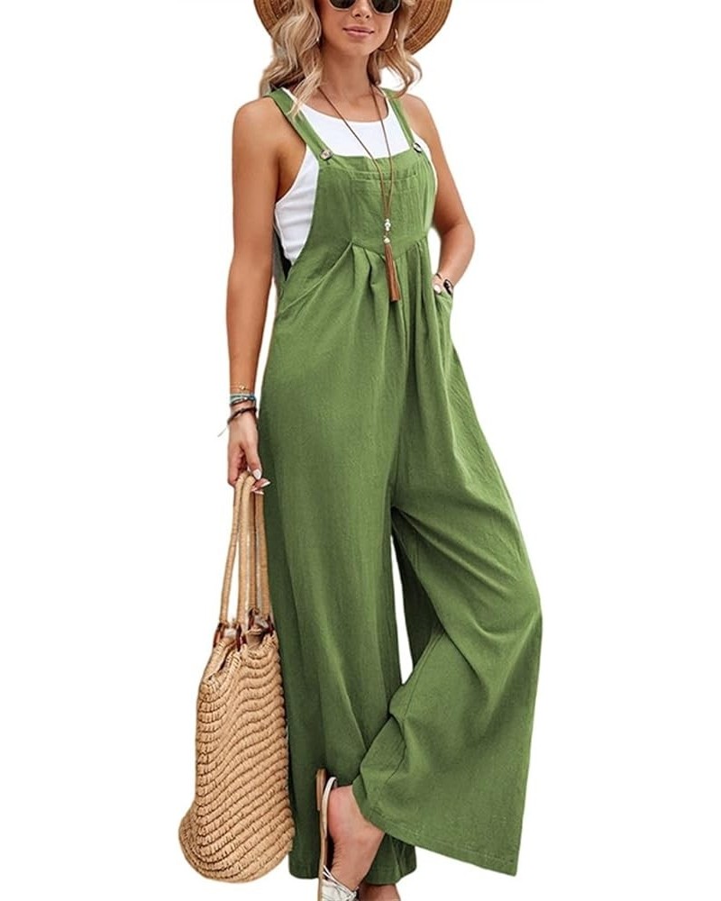 Women's 2023 Summer Solid Color Casual Overalls Dressy Sleeveless Wide Leg Jumpsuits Loose Fit Romper with Pockets (Color : A...