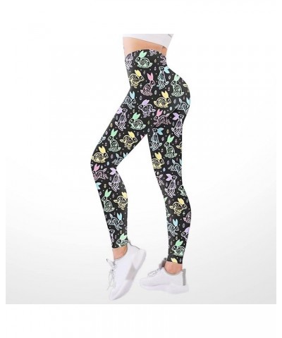 Athletic Leggings for Women Easter Bunny Rabbit Printed Tummy Control Yoga Pants Z03-black $7.94 Activewear