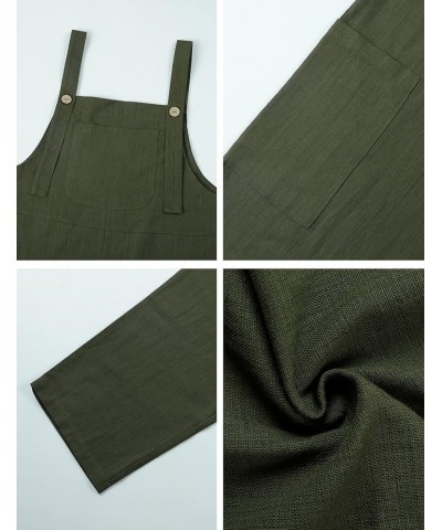 Women's Casual Cotton Overalls Wide Leg Loose Fit Jumpsuit Baggy Rompers with Pockets Armygreen $16.44 Overalls