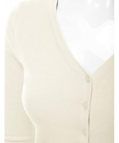 Women's 3/4 Sleeve V-Neck Button Down Knit Sweater Soft Cardigan (S-XXL) Dbt303_ivory $17.97 Sweaters