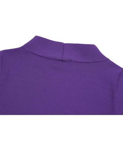 Women's Shrug Bolero Open Front 3/4 Sleeve Cropped Cardigan Sweater Short Sleeve - Dark Purple $12.32 Sweaters