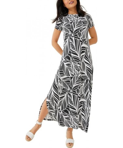 UPF 50+ Women's Dounelle Maxi Dress - Sun Protective Black/White Coconut Palm $55.80 Dresses