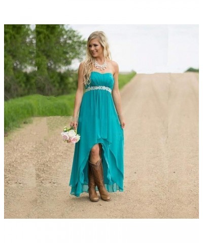 Chiffon Bridesmaid Dresses High Low Strapless Country Bridal Wedding Party Gowns Sage $39.10 Dresses