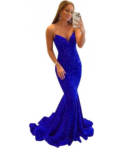 Mermaid Prom Dresses for Women Ball Gown Sparkly Sequin V Neck Long Formal Evening Gown Pink $42.38 Dresses