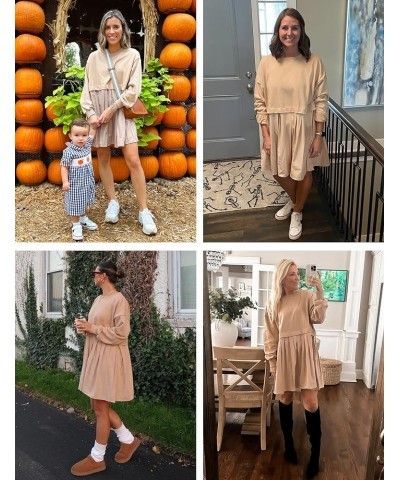 Women Oversized Sweatshirt Dress Long Sleeve Pullover Tops Pleated Flowy Mini Dress Khaki $15.96 Hoodies & Sweatshirts