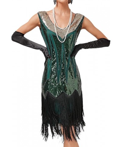 Women's Plus Size Flapper Dress Fringe Glitter Beaded Swing Roaring 20s Gatsby Short Sequin Masquerade Dresses Green $30.15 D...