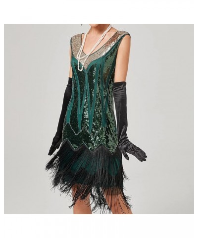 Women's Plus Size Flapper Dress Fringe Glitter Beaded Swing Roaring 20s Gatsby Short Sequin Masquerade Dresses Green $30.15 D...