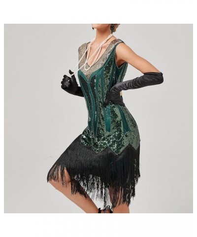 Women's Plus Size Flapper Dress Fringe Glitter Beaded Swing Roaring 20s Gatsby Short Sequin Masquerade Dresses Green $30.15 D...