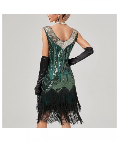 Women's Plus Size Flapper Dress Fringe Glitter Beaded Swing Roaring 20s Gatsby Short Sequin Masquerade Dresses Green $30.15 D...