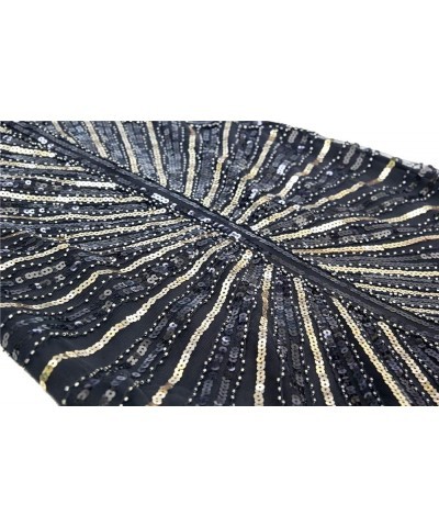 1920s Vintage Inspired Sequin Embellished Fringe Long Gatsby Tassels Hem Flapper Dress 20s Accessories Set Black Gold $25.28 ...