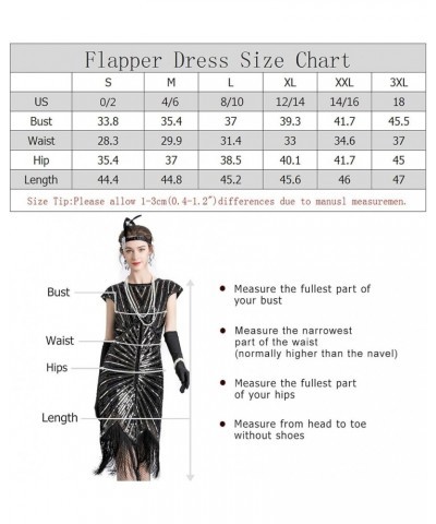 1920s Vintage Inspired Sequin Embellished Fringe Long Gatsby Tassels Hem Flapper Dress 20s Accessories Set Black Gold $25.28 ...