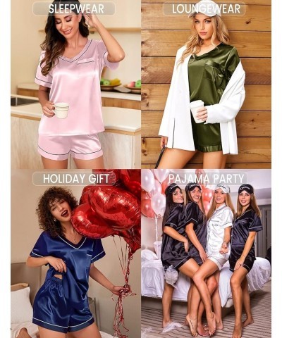 Silk Pajama for Women Short Sleeve Satin Pj Set Two Piece Soft Sleepwear Loungewear, S-XXL Light Pink $18.95 Sleep & Lounge