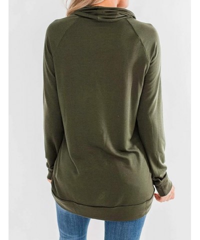 Womens Long Sleeve Sweatshirt Cowl Neck Workout Tunic Tops Casual Drawstring Pullovers Army Green $12.87 Hoodies & Sweatshirts