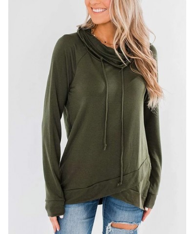 Womens Long Sleeve Sweatshirt Cowl Neck Workout Tunic Tops Casual Drawstring Pullovers Army Green $12.87 Hoodies & Sweatshirts