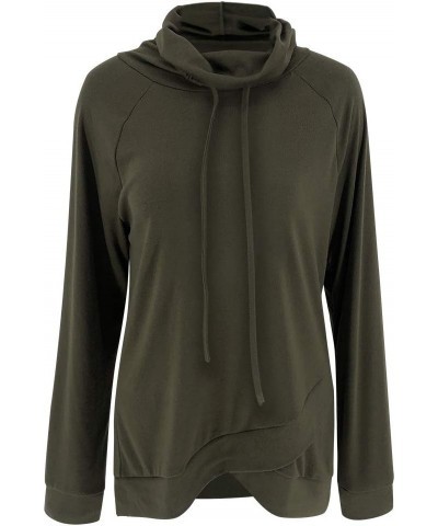 Womens Long Sleeve Sweatshirt Cowl Neck Workout Tunic Tops Casual Drawstring Pullovers Army Green $12.87 Hoodies & Sweatshirts