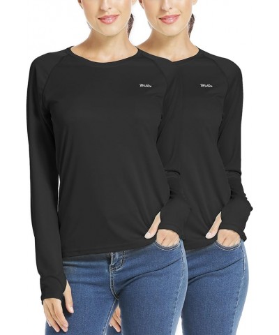 Women's UPF 50+ Sun Protection Shirt Long Sleeve SPF UV Shirt Rash Guard Swim Hiking Fishing Tops Lightweight 2 Pack-black $1...