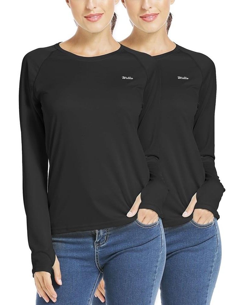 Women's UPF 50+ Sun Protection Shirt Long Sleeve SPF UV Shirt Rash Guard Swim Hiking Fishing Tops Lightweight 2 Pack-black $1...