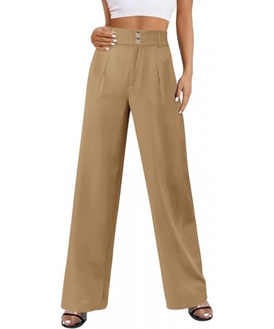 Women Pants Work Business Dressy Trousers Wide Leg High Waisted Slacks with Pockets 29"Inseam B-khaki $20.43 Pants