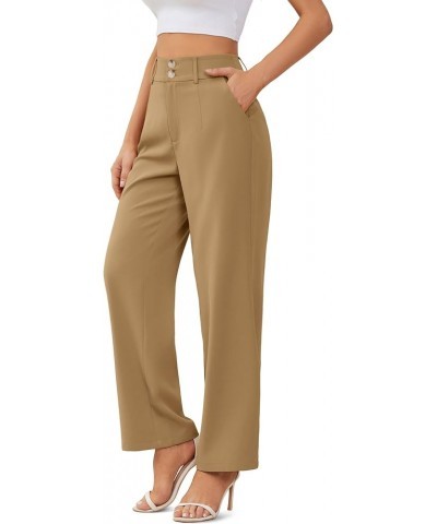 Women Pants Work Business Dressy Trousers Wide Leg High Waisted Slacks with Pockets 29"Inseam B-khaki $20.43 Pants