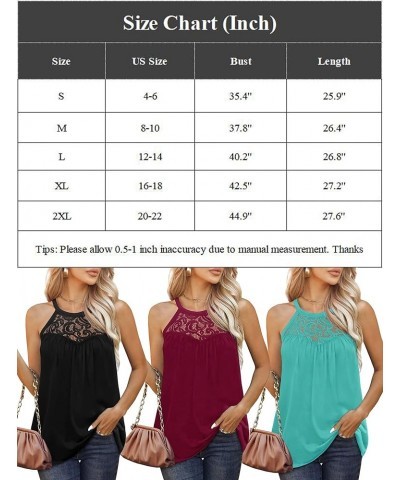 Women's Summer Lace Halter Tank Top Casual Loose Sleeveless Flowy Pleated Boho Tops Tee Shirt Blouse Blue $7.54 Tanks