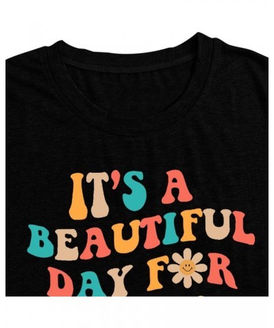 Plus Size Teacher Shirts Tops Women It's a Beautiful Day for Learning Tshirt Oversized Teach Tee Gift Black $14.30 Tops