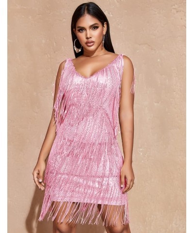 Women's Cocktail Dresses Flapper Dresses 20s Gatsby with All-Over Fringe Mini Dresses Feather Prom Party Dress B-pink $21.60 ...