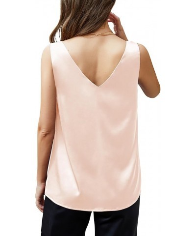 Womens Sleeveless Satin Tank Tops Cami V Neck Camisole Summer Tank Blouse 14champagne $9.59 Tanks