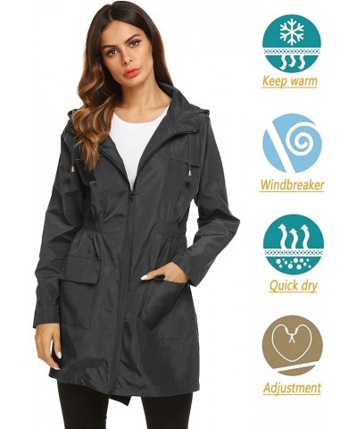 Women Waterproof Lightweight Rain Jacket Active Outdoor Hooded Raincoat Black1 $20.53 Coats