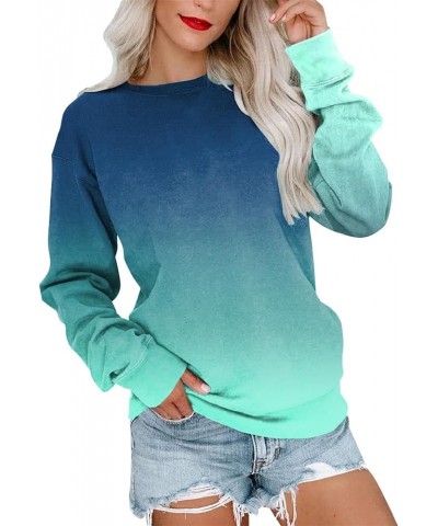 Womens Crewneck Sweatshirt Light Weight Casual Long Sleeve Oversized Pullover Fit Hoodies Fall Tops Green 1 $14.39 Hoodies & ...