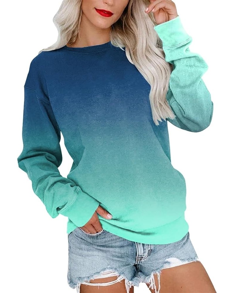 Womens Crewneck Sweatshirt Light Weight Casual Long Sleeve Oversized Pullover Fit Hoodies Fall Tops Green 1 $14.39 Hoodies & ...