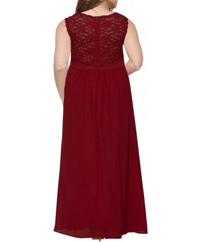 Women's Deep- V Neck Sleeveless Vintage Plus Size Bridesmaid Formal Maxi Dress Wine Red $23.40 Dresses