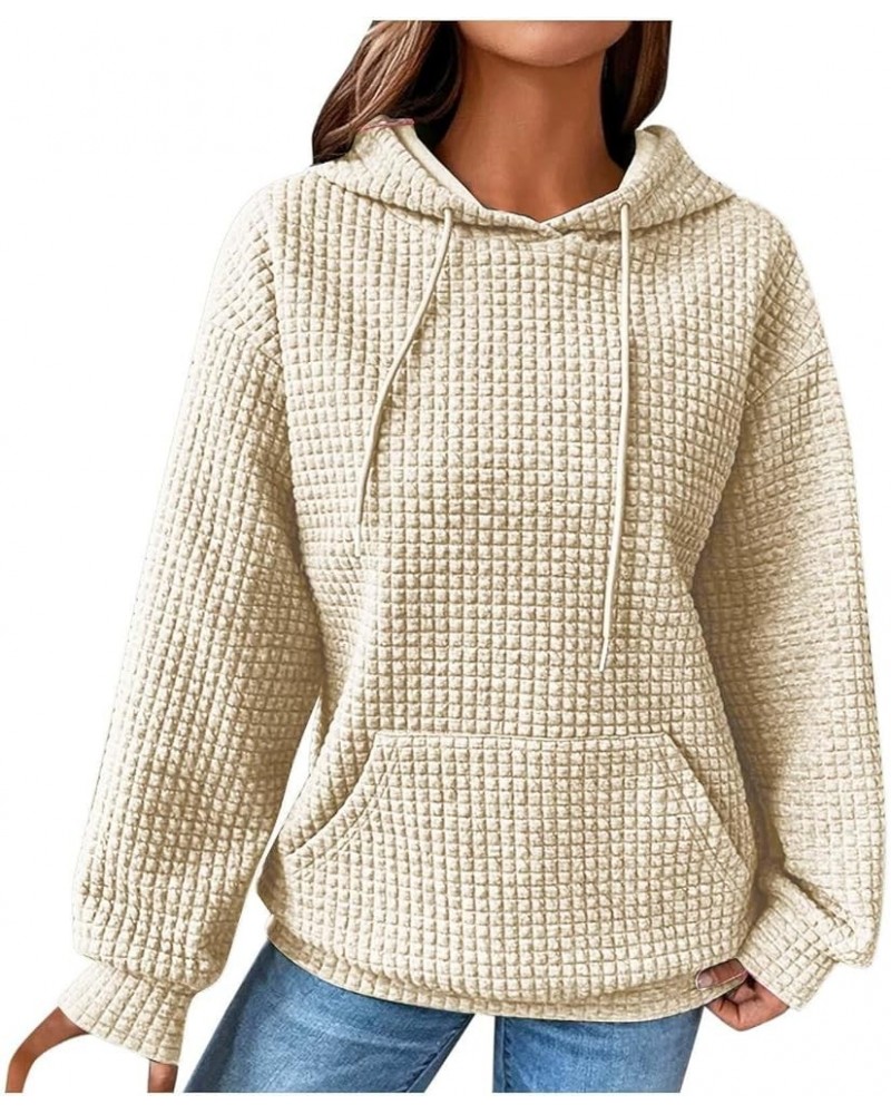 Hoodies for Women Oversized Hooded Sweatshirt Drawstring Waffle Long Sleeve Shirts Causal Trendy Tops Fall Clothes A-beige $1...