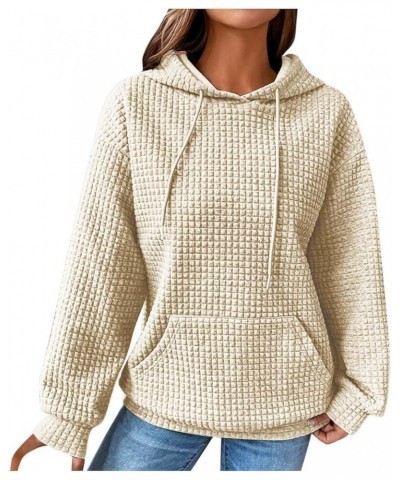 Hoodies for Women Oversized Hooded Sweatshirt Drawstring Waffle Long Sleeve Shirts Causal Trendy Tops Fall Clothes A-beige $1...