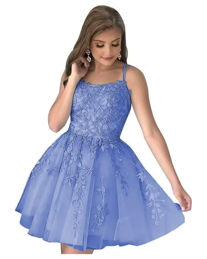 Lace Appliques Homecoming Dresses for Teens Tulle Spaghetti Strap Short Prom Dress A Line Cocktail Dress Veri Peri $26.46 Dre...