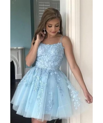 Lace Appliques Homecoming Dresses for Teens Tulle Spaghetti Strap Short Prom Dress A Line Cocktail Dress Veri Peri $26.46 Dre...