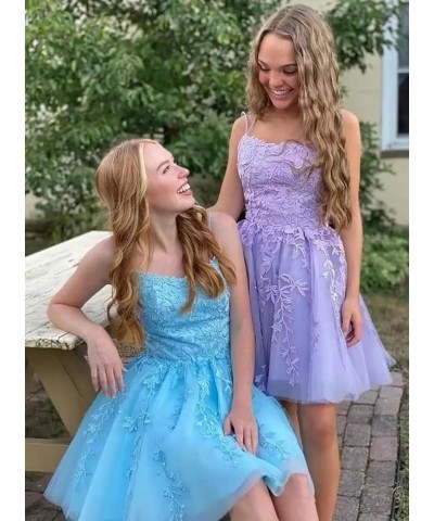 Lace Appliques Homecoming Dresses for Teens Tulle Spaghetti Strap Short Prom Dress A Line Cocktail Dress Veri Peri $26.46 Dre...