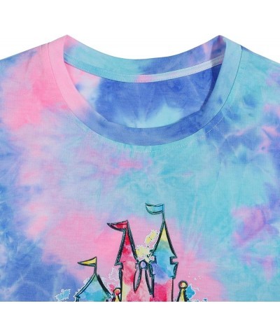 Magic Castle Shirt Cute Graphic Short Sleeve T-Shirt Casual Holiday Vacation Tops Tie Dye Pink $14.24 T-Shirts