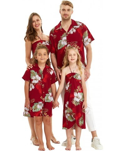 Matchable Family Hawaiian Luau Men Women Girl Boy Clothes in Pineapple Garden Burgundy Women Women Mermaid $12.00 Shirts