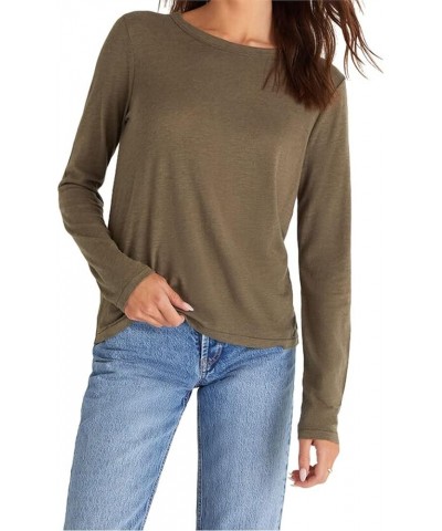 Everyday Brushed Long Sleeve Top in Dusty Olive ZT204815 Dusty Olive $22.14 T-Shirts