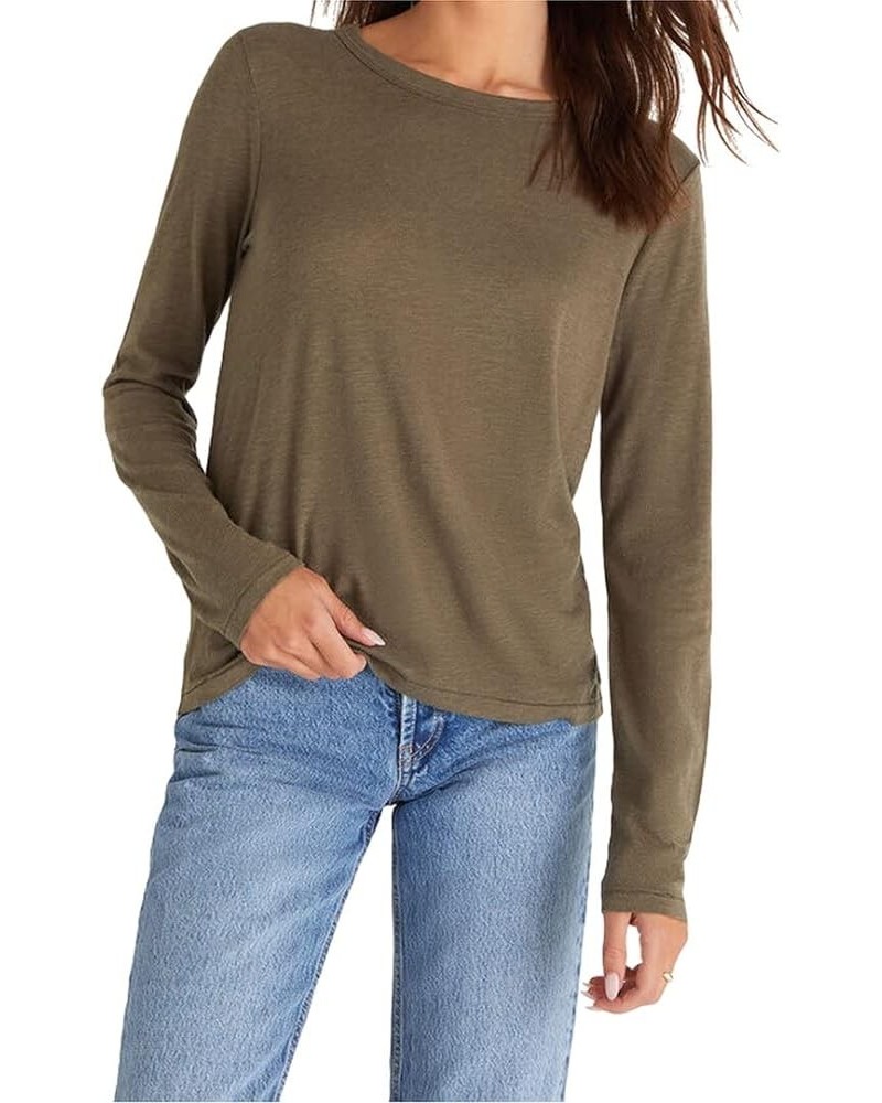 Everyday Brushed Long Sleeve Top in Dusty Olive ZT204815 Dusty Olive $22.14 T-Shirts