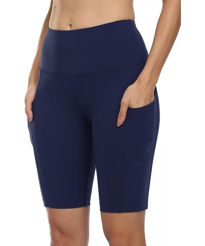 Women's Short Yoga Side Pockets High Waist Workout Running Shorts Easy True Navy $9.62 Activewear