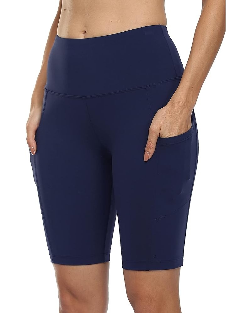 Women's Short Yoga Side Pockets High Waist Workout Running Shorts Easy True Navy $9.62 Activewear