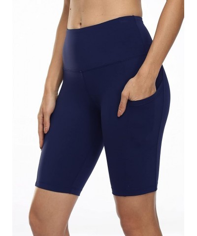 Women's Short Yoga Side Pockets High Waist Workout Running Shorts Easy True Navy $9.62 Activewear