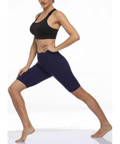 Women's Short Yoga Side Pockets High Waist Workout Running Shorts Easy True Navy $9.62 Activewear