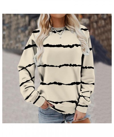 Women Plus Size Stripe Sweatshirts Long Sleeve Crewneck Pullover Tops Dressy Casual 2023 Fall Trendy Clothes 01 Beige $10.44 ...