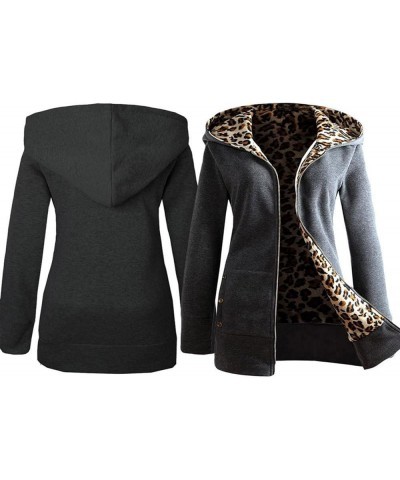 Womens Warm Faux Coat Jacket Hooded Jackets Winter Leopard Long Sleeve Outerwear Work Office Blazers Small Dark Gray_0 $13.55...