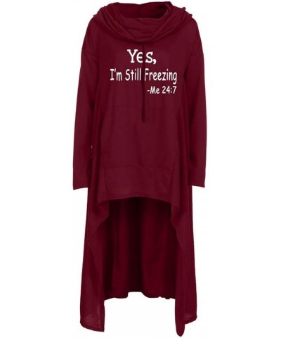 Yes I'M Still Freezing Me 24/7 - Long Hoodies for Women Lightweight Pullover Irregular Hi-Lo Hem Cloak Sweatshirt Funny B41-w...