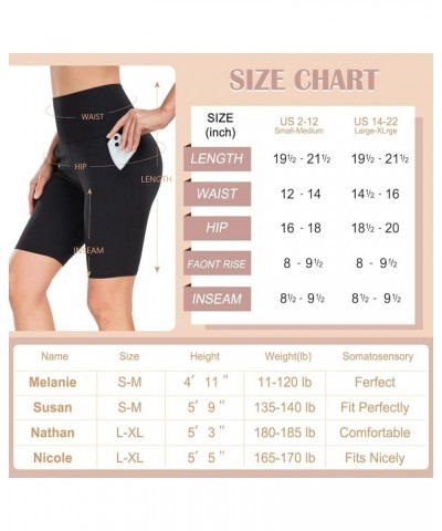 3 Pack Biker Shorts with Pockets for Women – High Waisted Tummy Control 8" Workout Spandex Yoga Bike Shorts Black/Black/Black...