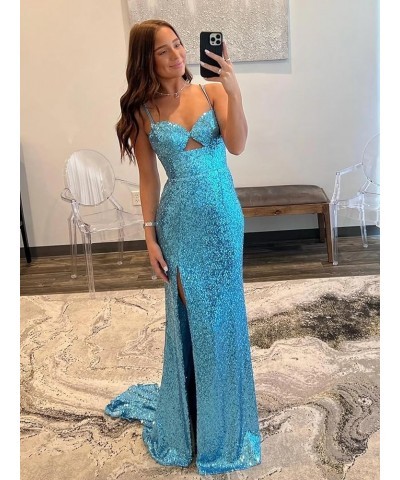 Mermaid Sequin Prom Dresses Long Slit Sparkly Formal Evening Dress for Women Ball Gown Purple $39.60 Dresses